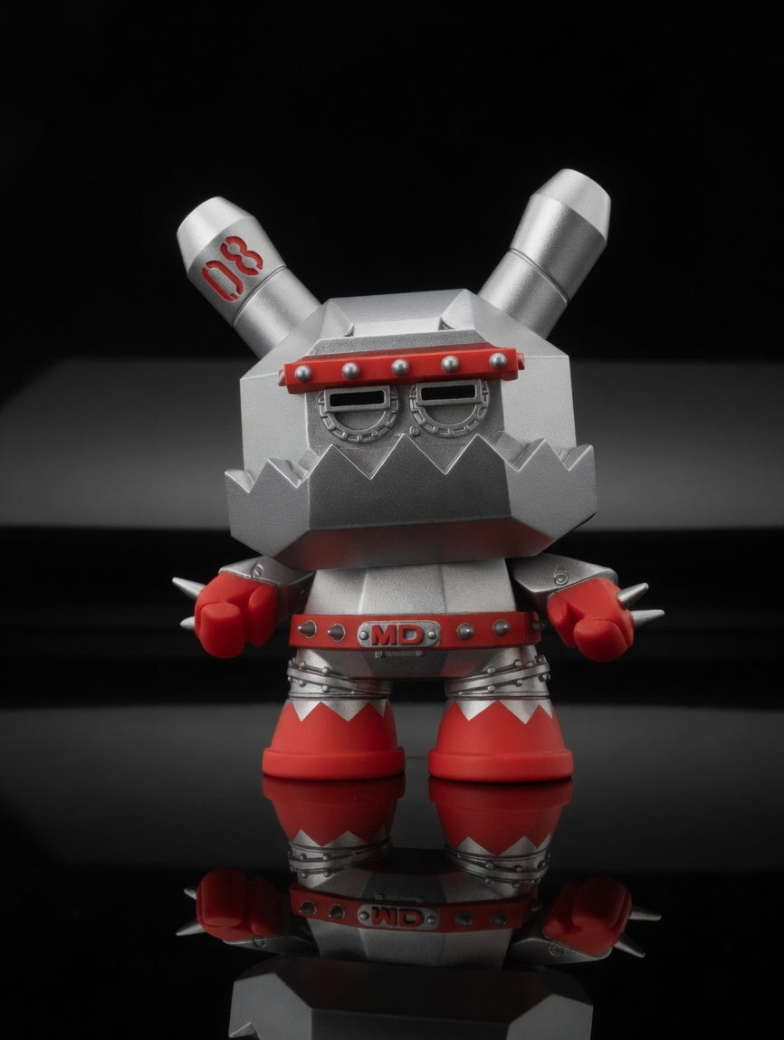 Kidrobot 2012 Frank Kozik "Mecha" MDA3 8" Dunny — Silver (New in Box)